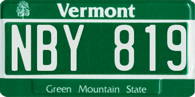 VT license plate NBY819