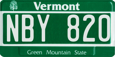 VT license plate NBY820