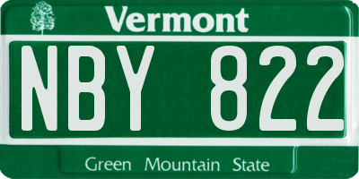 VT license plate NBY822