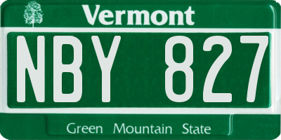 VT license plate NBY827