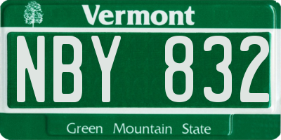 VT license plate NBY832