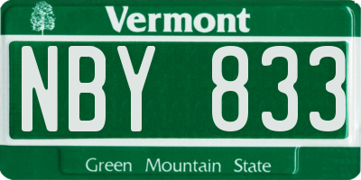 VT license plate NBY833