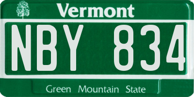 VT license plate NBY834