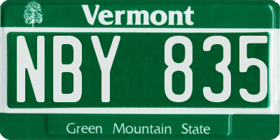 VT license plate NBY835