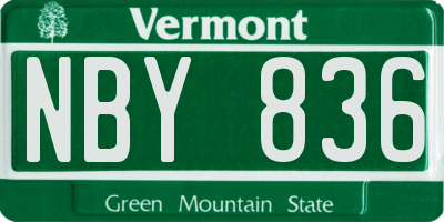 VT license plate NBY836