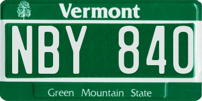 VT license plate NBY840