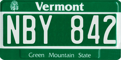 VT license plate NBY842
