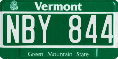 VT license plate NBY844