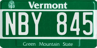 VT license plate NBY845