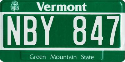 VT license plate NBY847