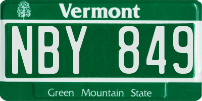 VT license plate NBY849