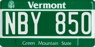 VT license plate NBY850