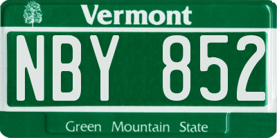 VT license plate NBY852