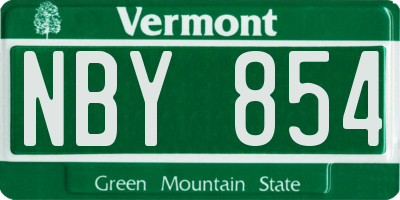 VT license plate NBY854