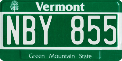 VT license plate NBY855
