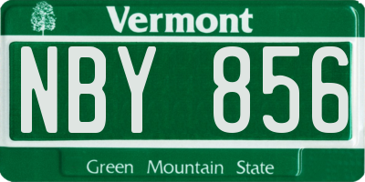 VT license plate NBY856