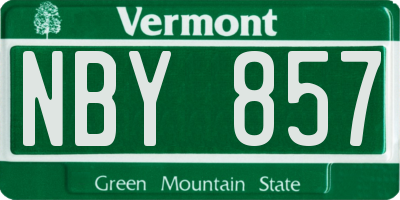 VT license plate NBY857