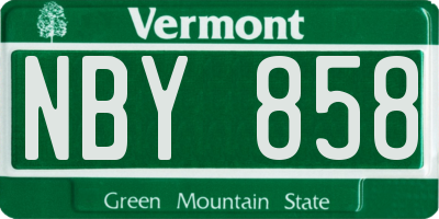 VT license plate NBY858