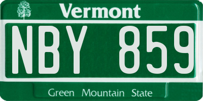VT license plate NBY859