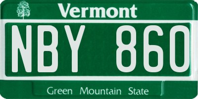VT license plate NBY860