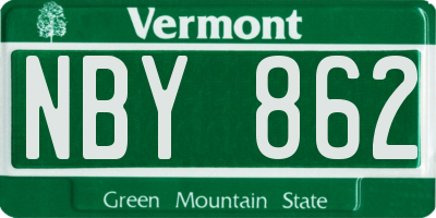 VT license plate NBY862