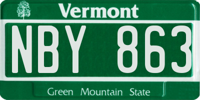 VT license plate NBY863