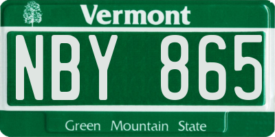 VT license plate NBY865