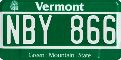VT license plate NBY866