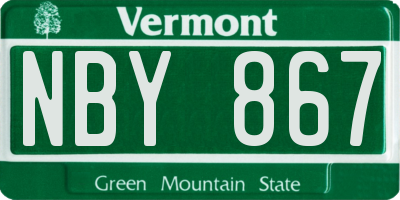 VT license plate NBY867