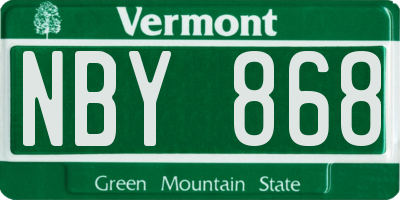 VT license plate NBY868