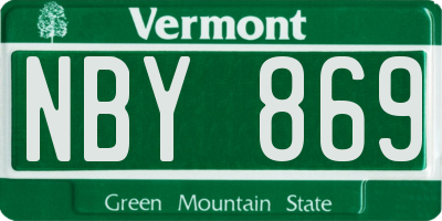 VT license plate NBY869