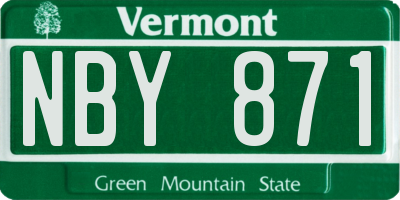 VT license plate NBY871