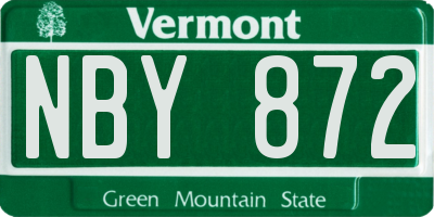 VT license plate NBY872