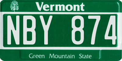 VT license plate NBY874
