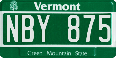 VT license plate NBY875