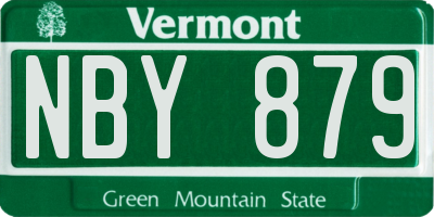 VT license plate NBY879