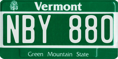 VT license plate NBY880