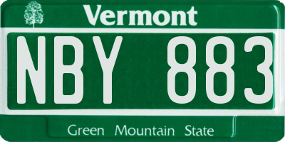 VT license plate NBY883