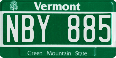 VT license plate NBY885