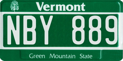 VT license plate NBY889