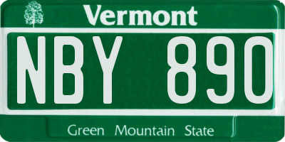 VT license plate NBY890