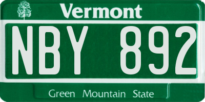 VT license plate NBY892