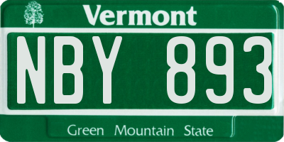 VT license plate NBY893