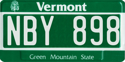 VT license plate NBY898