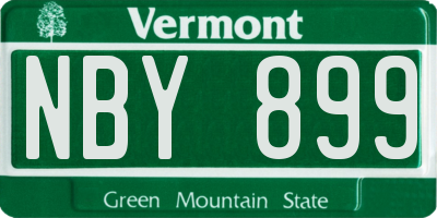 VT license plate NBY899