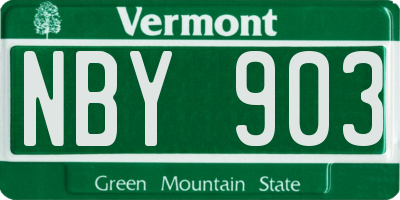 VT license plate NBY903