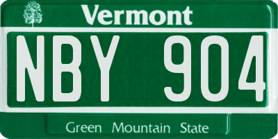 VT license plate NBY904
