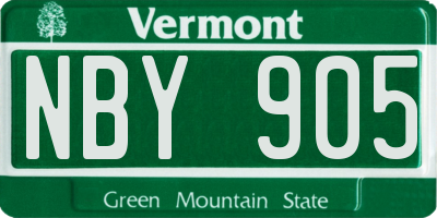 VT license plate NBY905