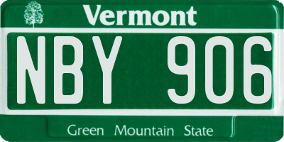 VT license plate NBY906