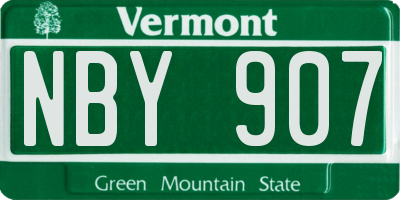 VT license plate NBY907